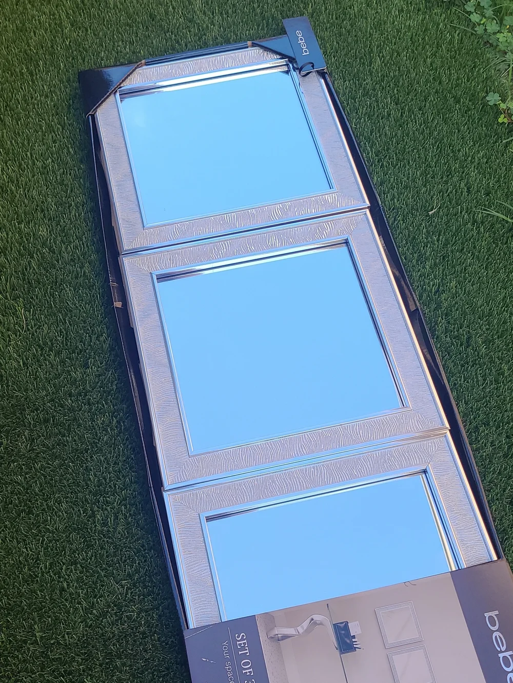 bebe Silver Framed Set of 3 Square Wall Mirrors
